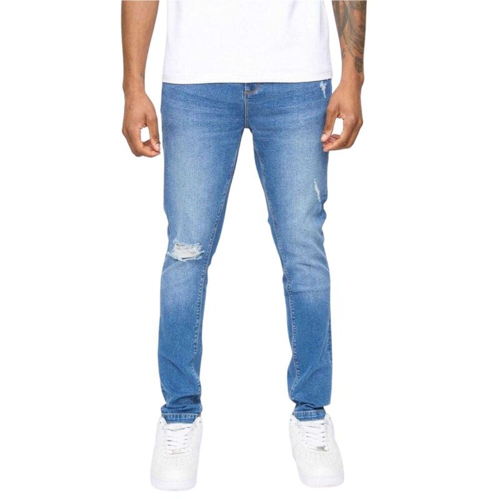 SikSilk Mens Roke Skinny Jeans / Washed Blue